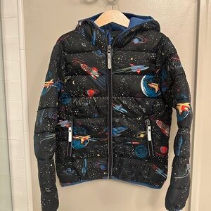 Hanna Andersson Kids Space-Themed Puffer Jacket - Black and Blue